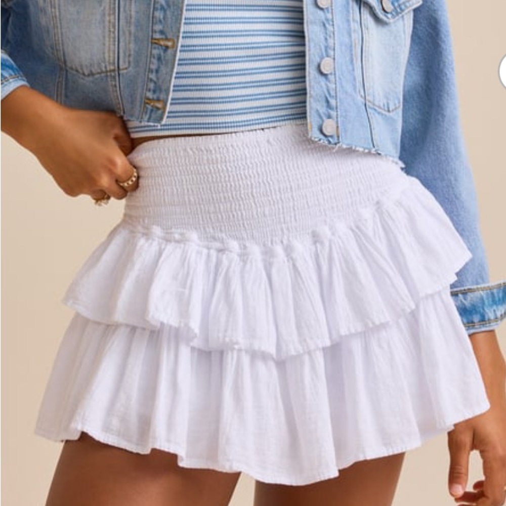 Altar'd State Smocked White Tiered Skirt